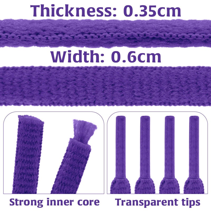 DELELE 2Pair Oval Shoes laces 42 Colors Half Round 1/4" Athletic ShoeLaces for Sport/Running Shoes Shoe Strings Dark Purple -45 inch - Image 3
